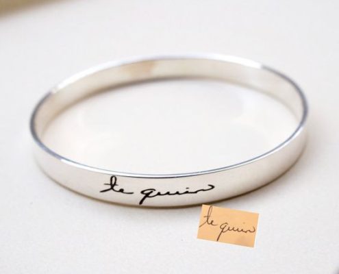 Handwriting Cuff Bracelet. Signature Engraved Bracelet. Bridesmaid Gift.