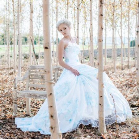 Romantic floral watercolor wedding dress