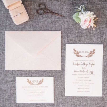 elegant rose gold foil stamped wedding invitations