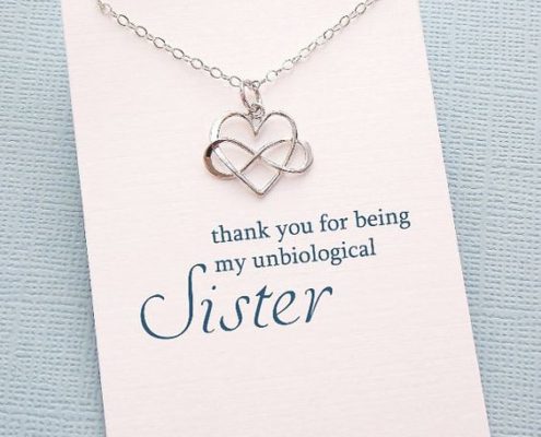 Sterling silver friendship necklace with an infinity charm as bridesmaid gifts.